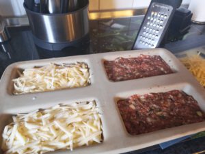 Hackbraten mit Kartoffelgratin aus der Mini-Kastenform
